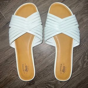 GH BASS WHITE flat sandals. NEVER WORN